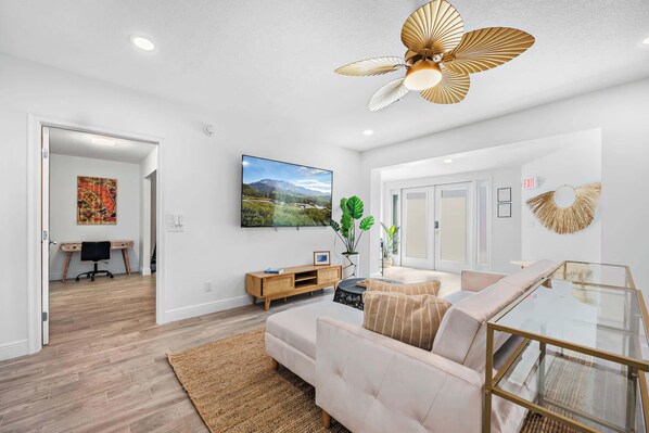 TV, foosball, offices