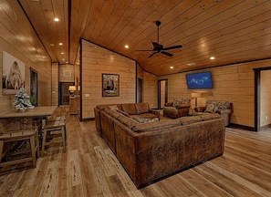 TV, fireplace, video games