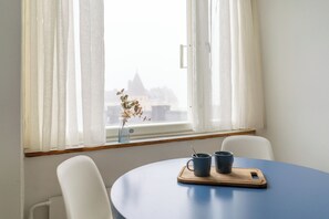 Apartment, Sea View | Private kitchen | Full-size fridge, microwave, oven, stovetop