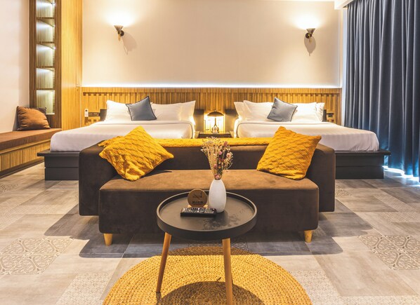 Chambre Deluxe avec lits jumeaux, 2 grands lits, vue montagne