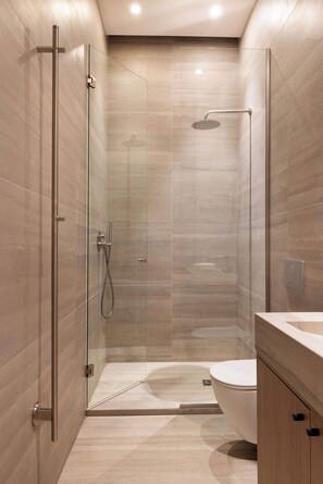 Regadera, secadora de cabello, shampoo 