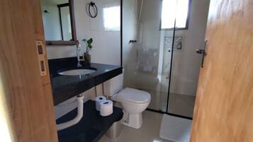 Dusche, Handtücher, Seife, Toilettenpapier