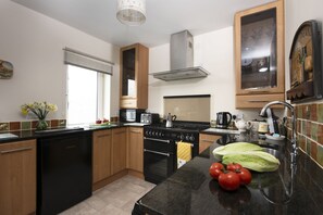 Fridge, microwave, dishwasher, coffee/tea maker