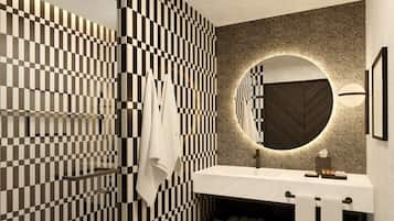 Shower, free toiletries, hair dryer, bathrobes