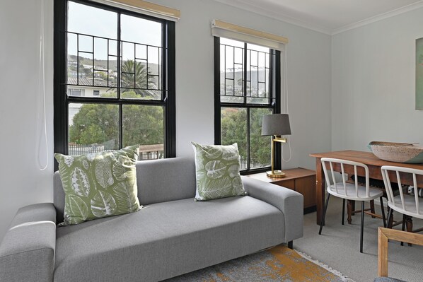 Fireplace, books, music library, computer monitors