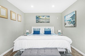 1 bedroom, desk, iron/ironing board, travel cot