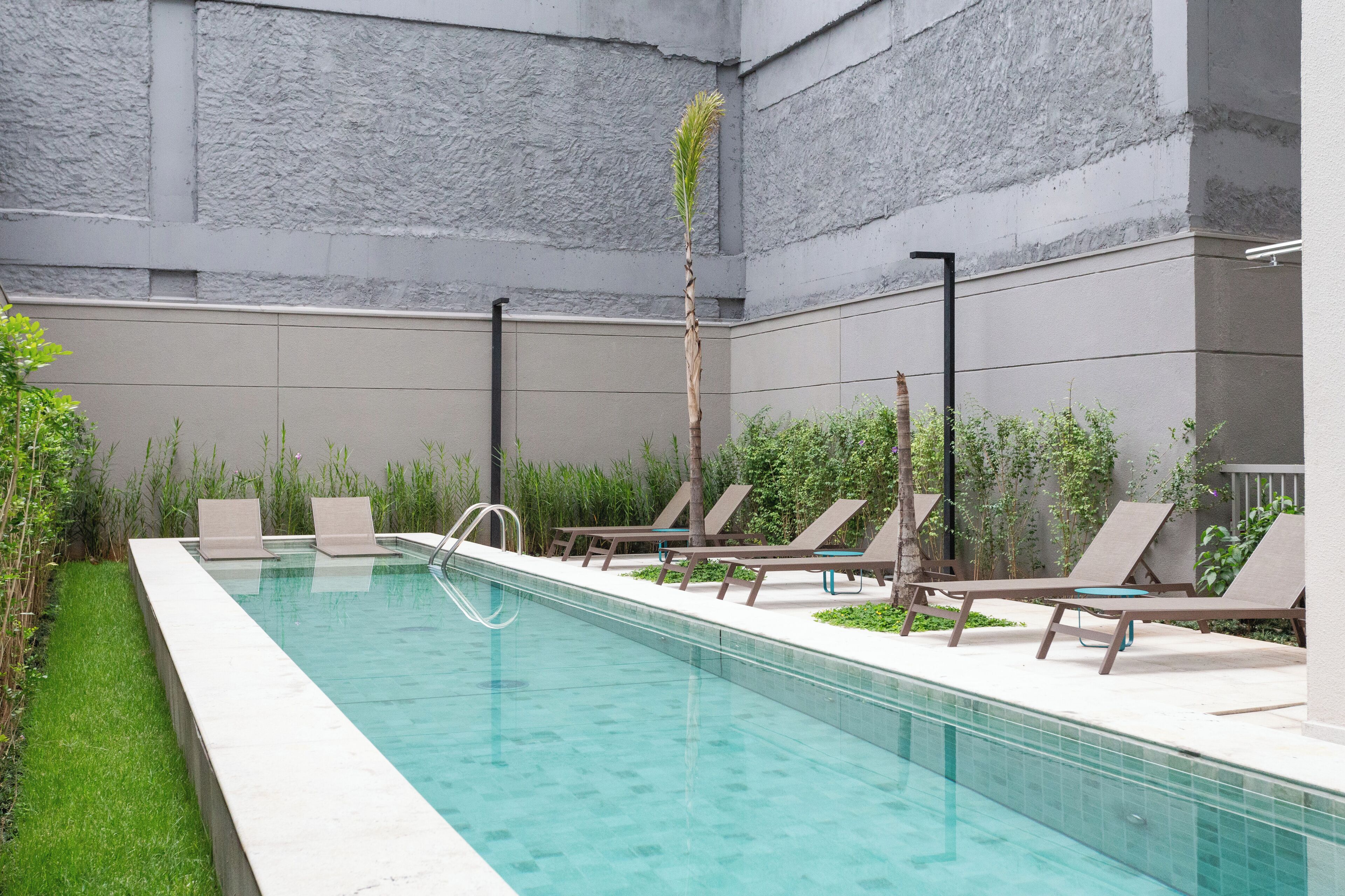 Outdoor pool, sun loungers