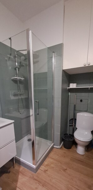Shower, hair dryer, soap, toilet paper - Nice studio, near beach and market in Pornichet (Pornichet)