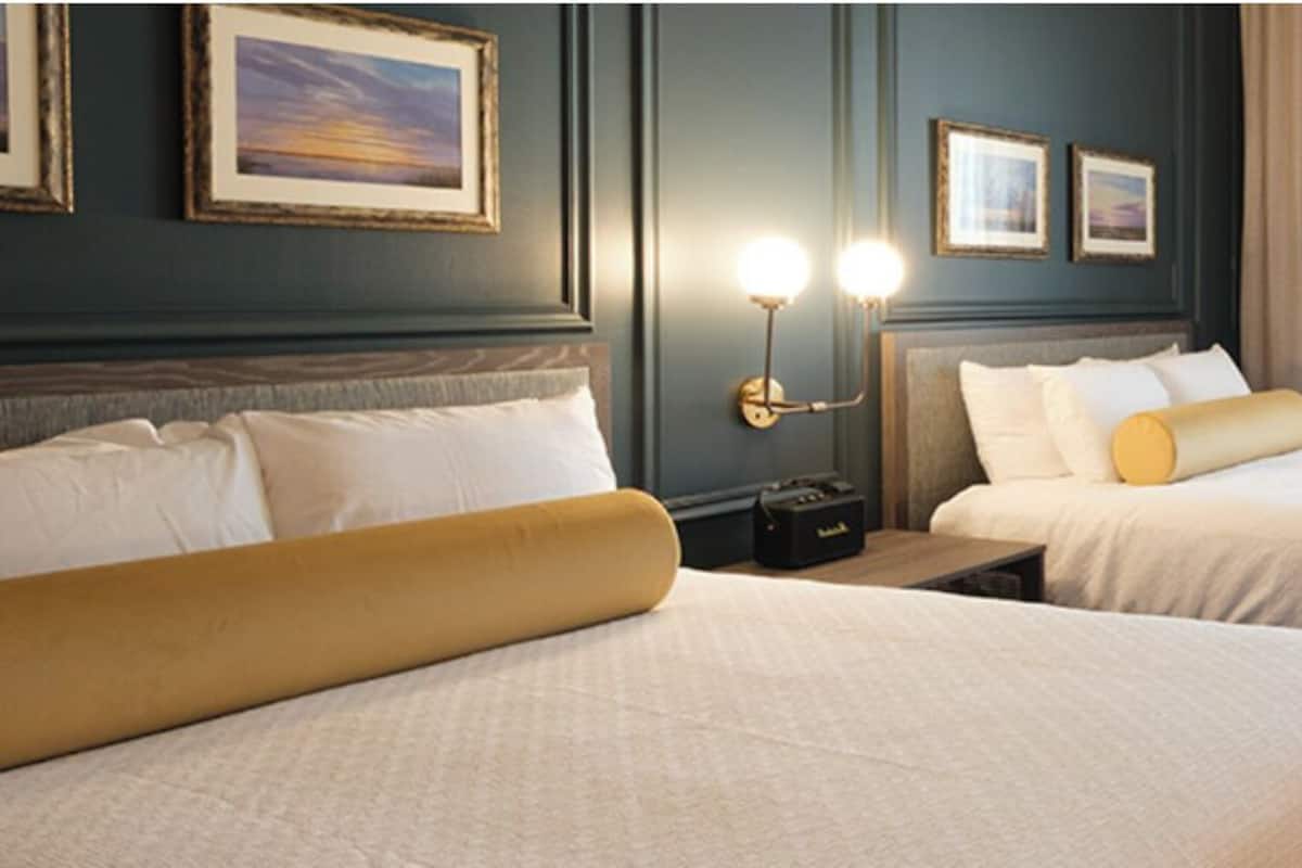 Deluxe Double Room, 2 Queen Beds, Non Smoking, City View | 1 bedroom, in-room safe, desk, laptop workspace