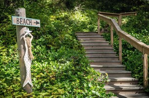 On the beach, white sand