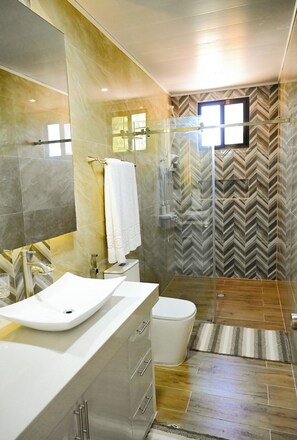 Dusche, Haartrockner, Bidet, Handtücher