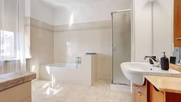 Ducha, secador de pelo y toallas