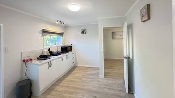 Fridge, microwave, oven, electric kettle