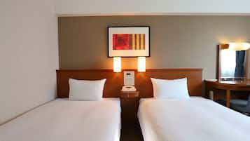 Deluxe Twin Room, Non Smoking, City View | Desk, laptop workspace, blackout drapes, iron/ironing board