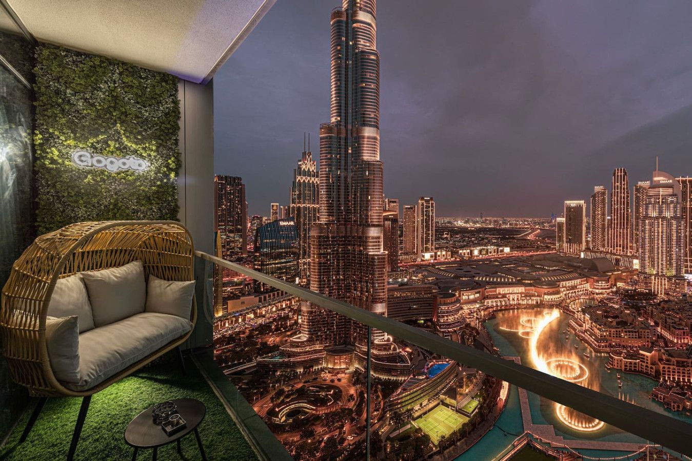 Actual Unedited views from Balcony  with Full Burj View and Fountain View . SUPER HIGH FLOOR