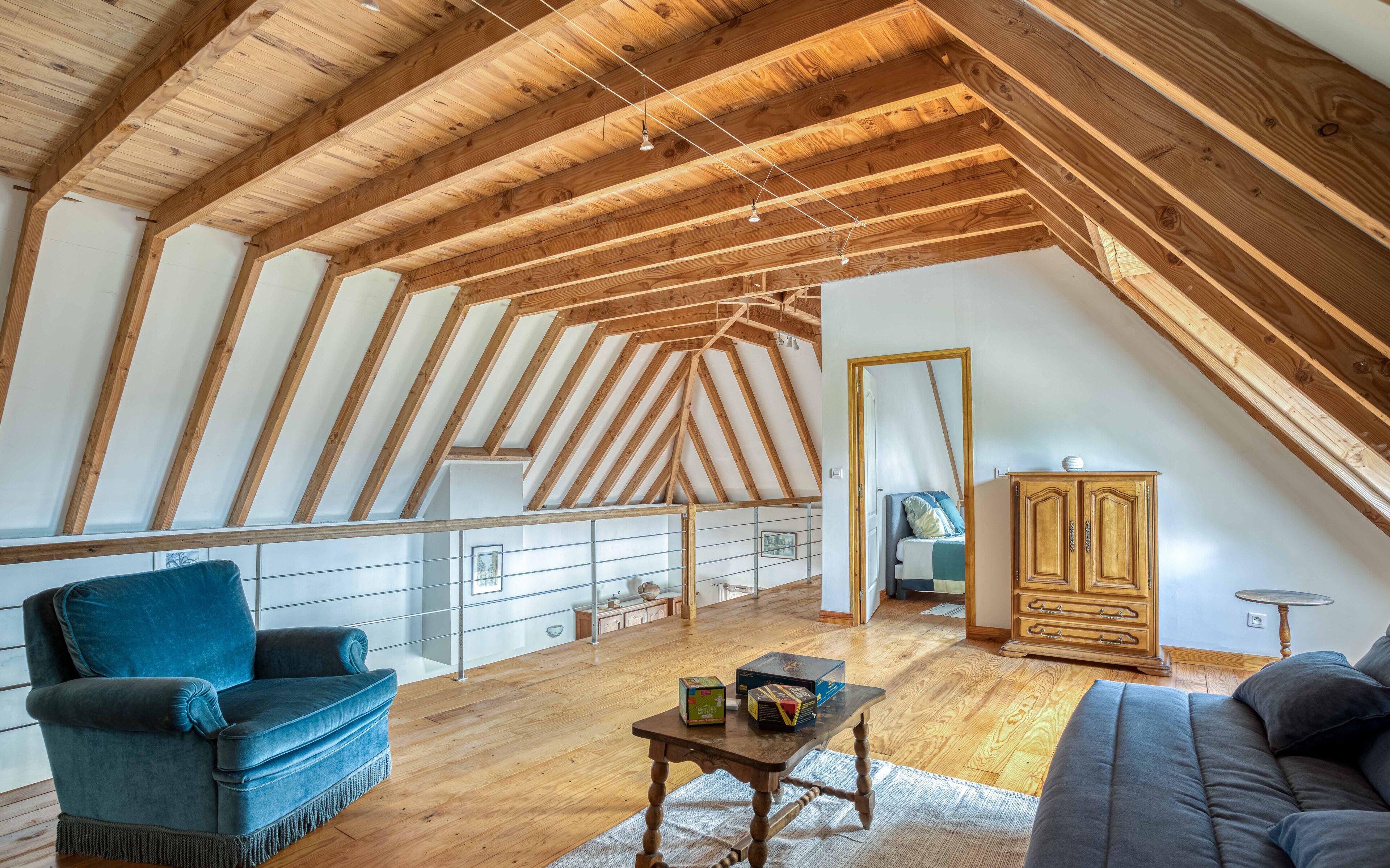 Télévision, cheminée, table de tennis de table