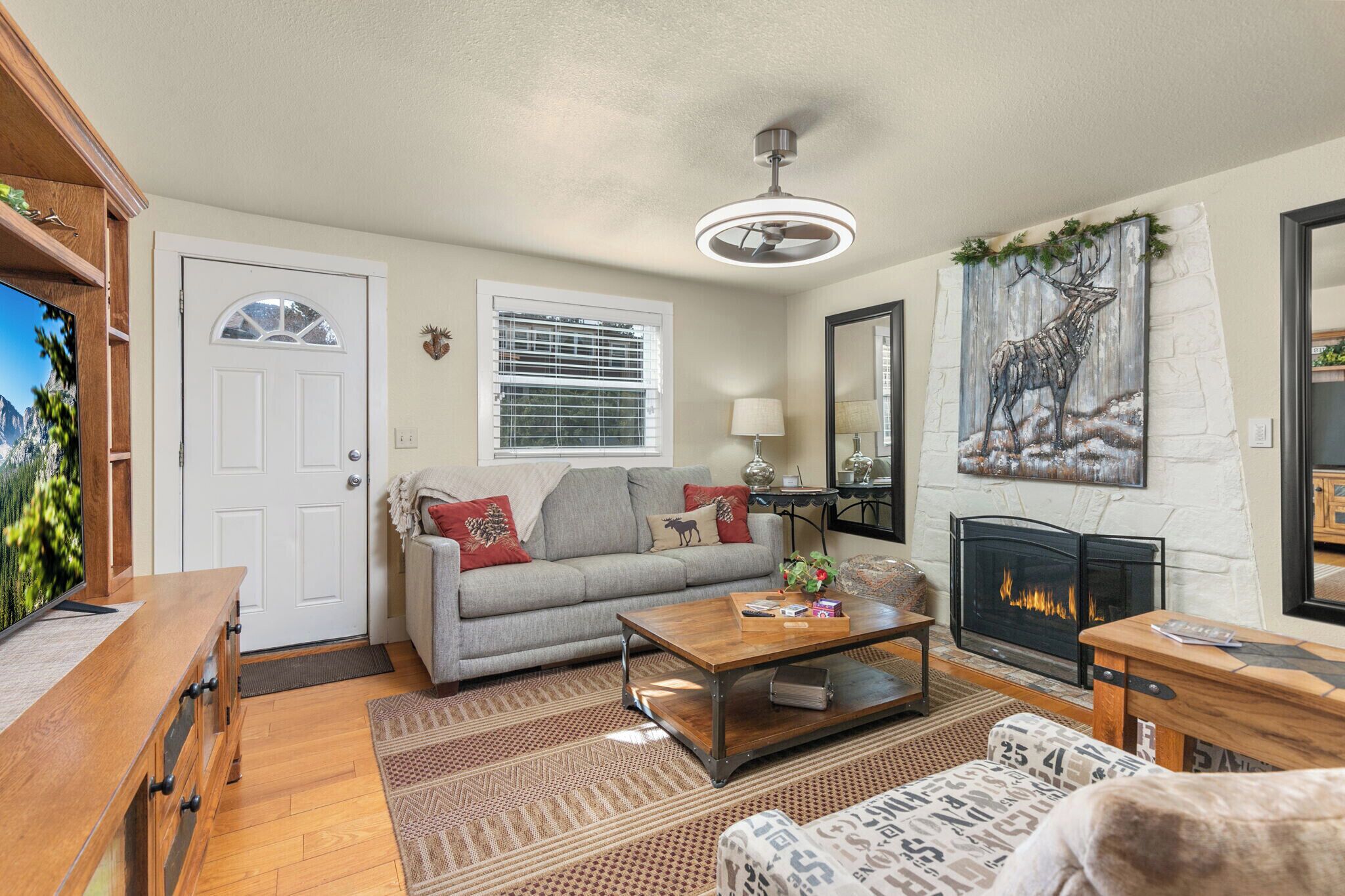 Smart-TV, Kamin, Arbeitsbereiche