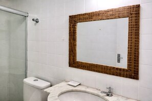 Secador de cabelo, toalhas de banho, papel higiênico 
