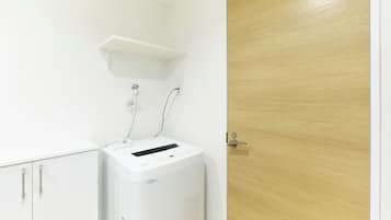 Combined shower/bathtub, hair dryer, slippers, bidet