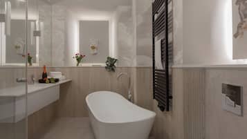 Apartamento superior, 2 quartos, vista para a cidade | Banheiro