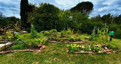 10-person gîte with hiking trails, tennis, mini-golf, fishing pond.