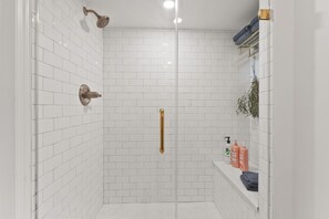 Eco-friendly toiletries, hair dryer, towels, soap