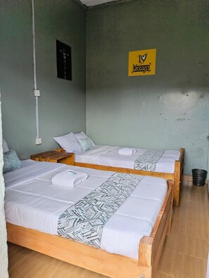 Habitación básica con 2 camas individuales, patio