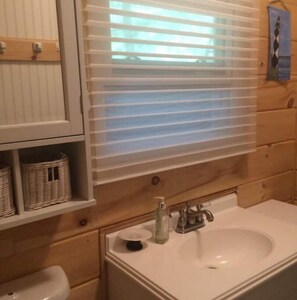 Shower, towels, soap, shampoo