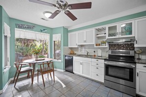 Fridge, microwave, oven, dishwasher