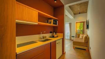 Standard Double Room | Private kitchen | Mini-fridge, eco-friendly cleaning products
