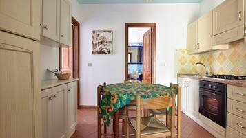 Fridge, microwave, oven, coffee/tea maker