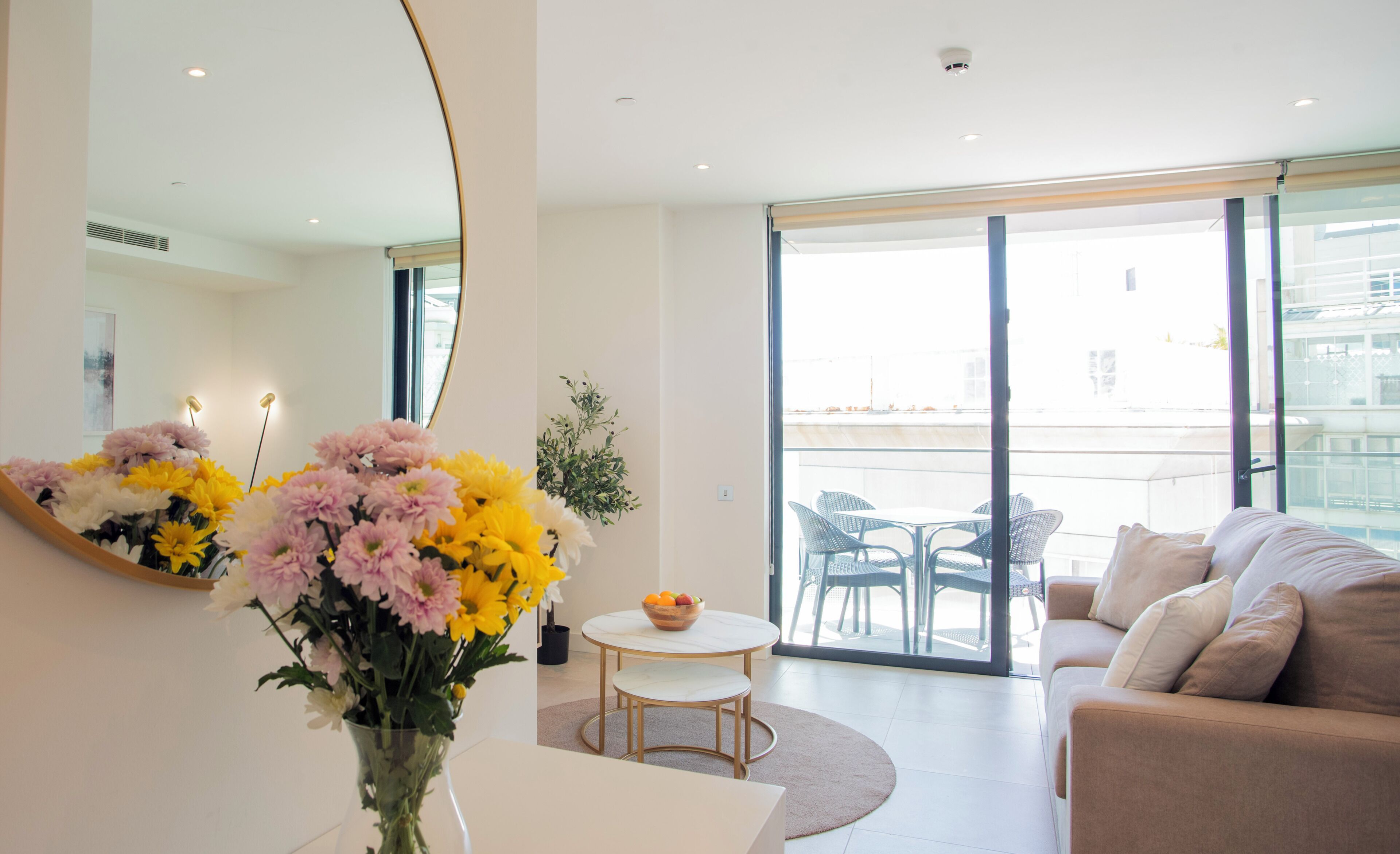 One Bedroom With Balcony and City Views | Living area | 55-inch TV with cable channels