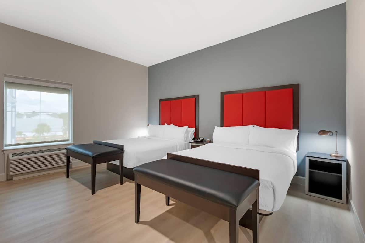Standard Room, 2 Queen Beds, Non Smoking, Courtyard View | Premium bedding, desk, laptop workspace, blackout drapes