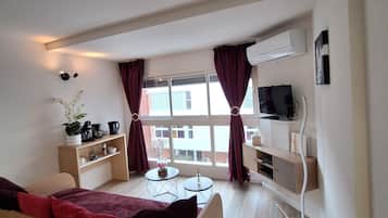 TV, DVD player, books