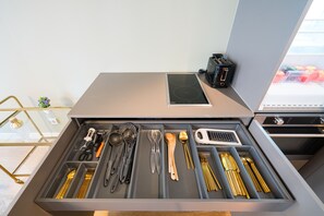 Fridge, microwave, oven, dishwasher