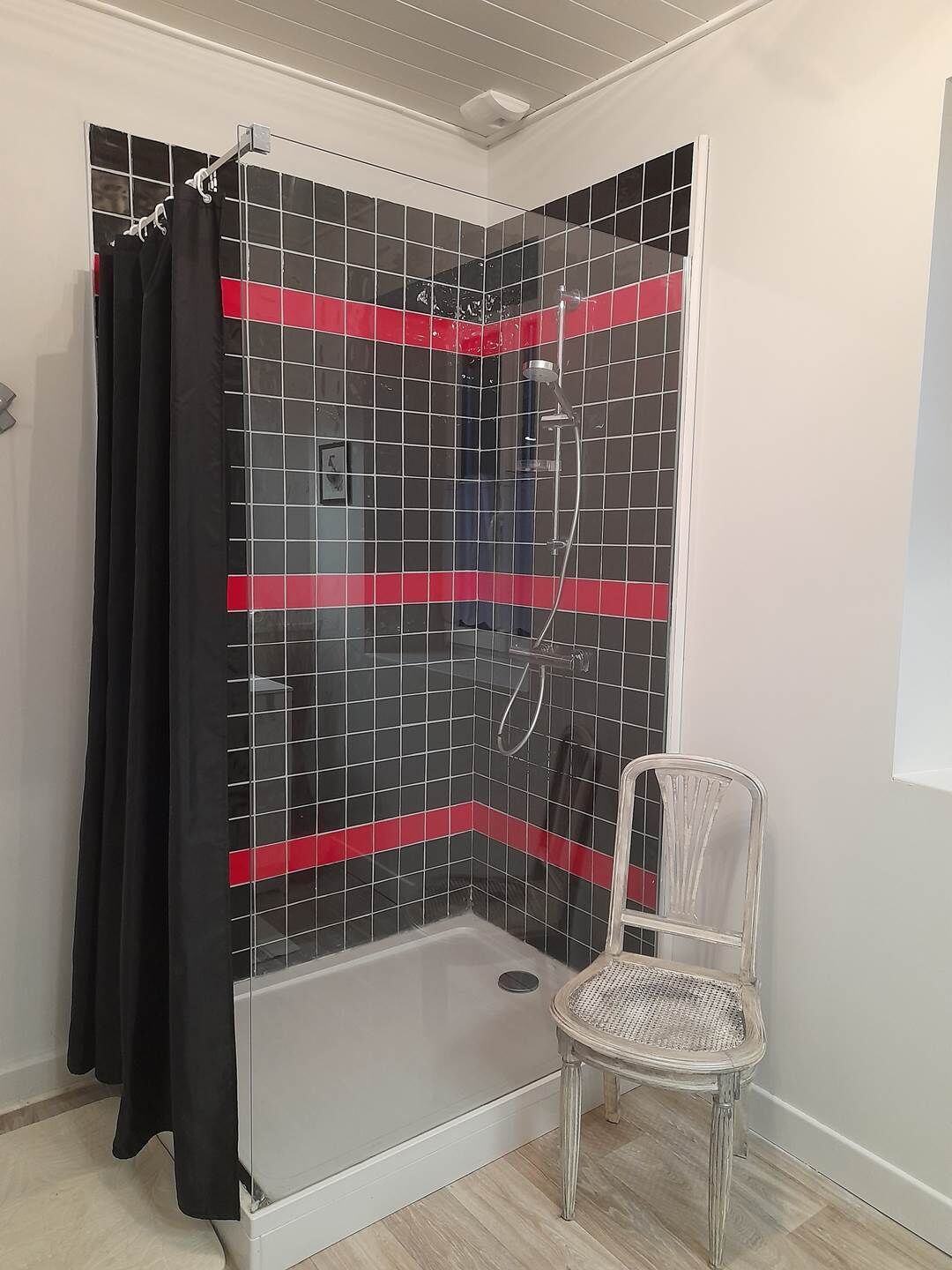 Dusj, hårføner, såpe og toalettpapir