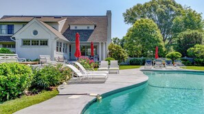 A heated pool - Traditional-style home with private pool, sweeping back deck, grand lawn,... (Water Mill)