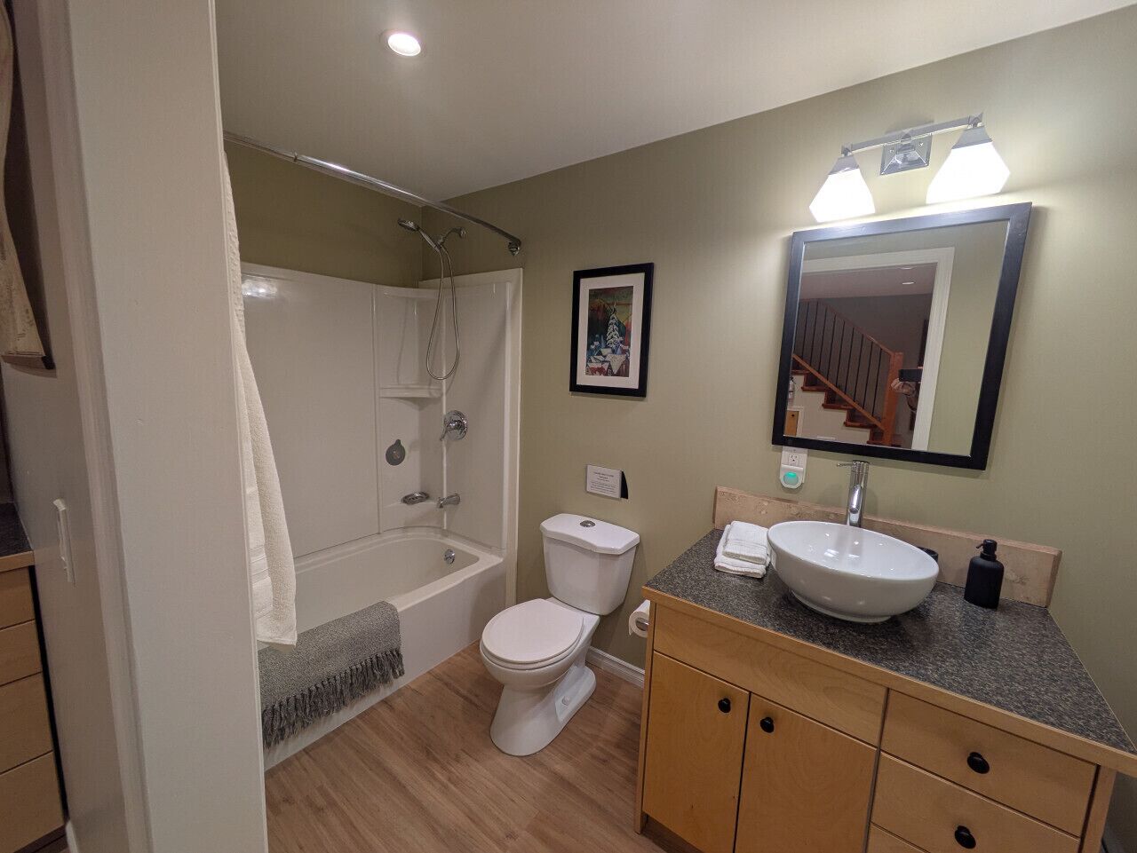 Eco-friendly toiletries, hair dryer, towels, soap