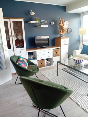 TV connectée, lecteur de DVD, livres, médiathèque