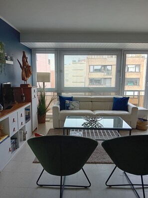 Smart-tv, een dvd-speler, boeken en een muziekbibliotheek