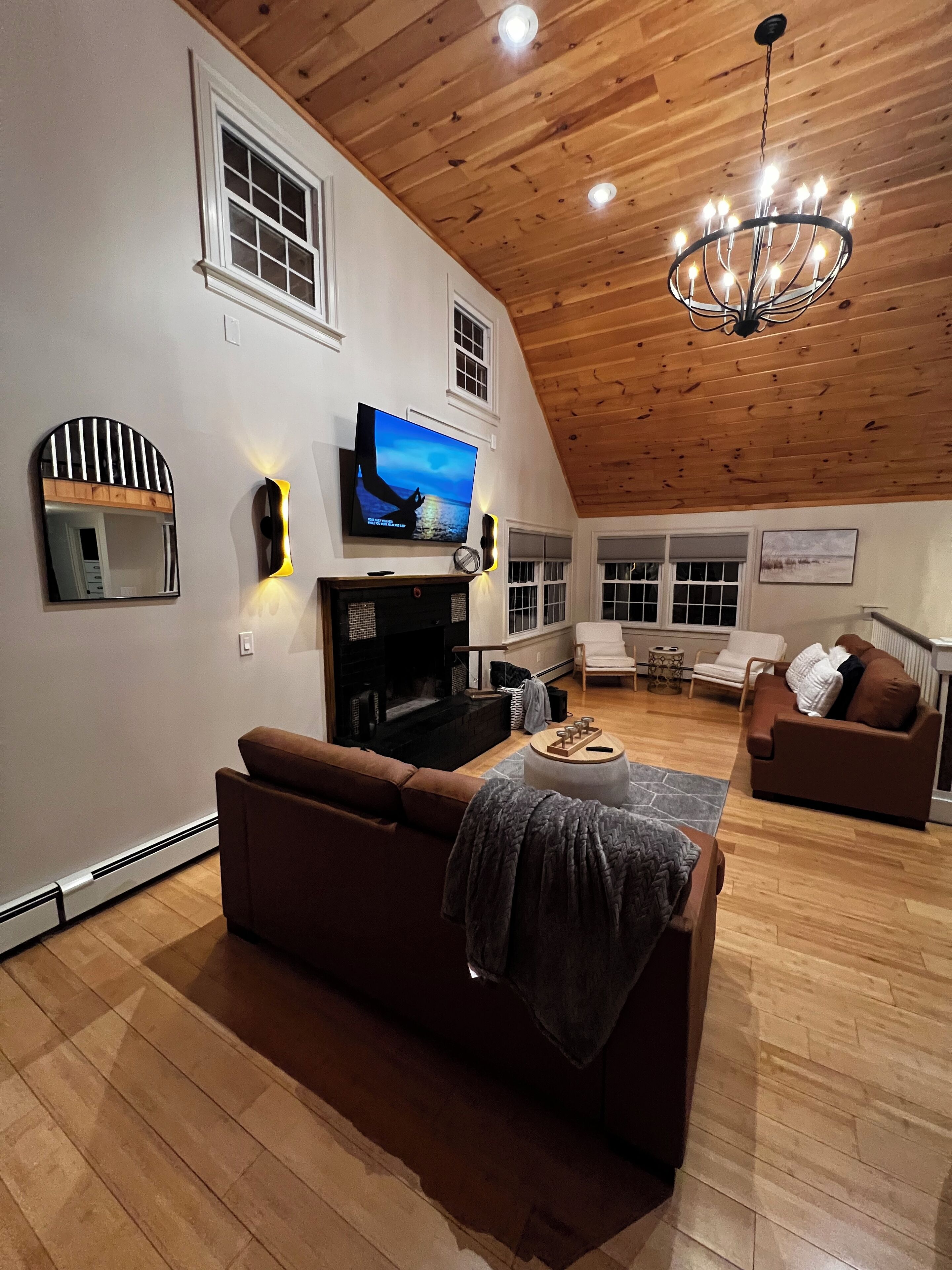 Smart TV, fireplace, video games