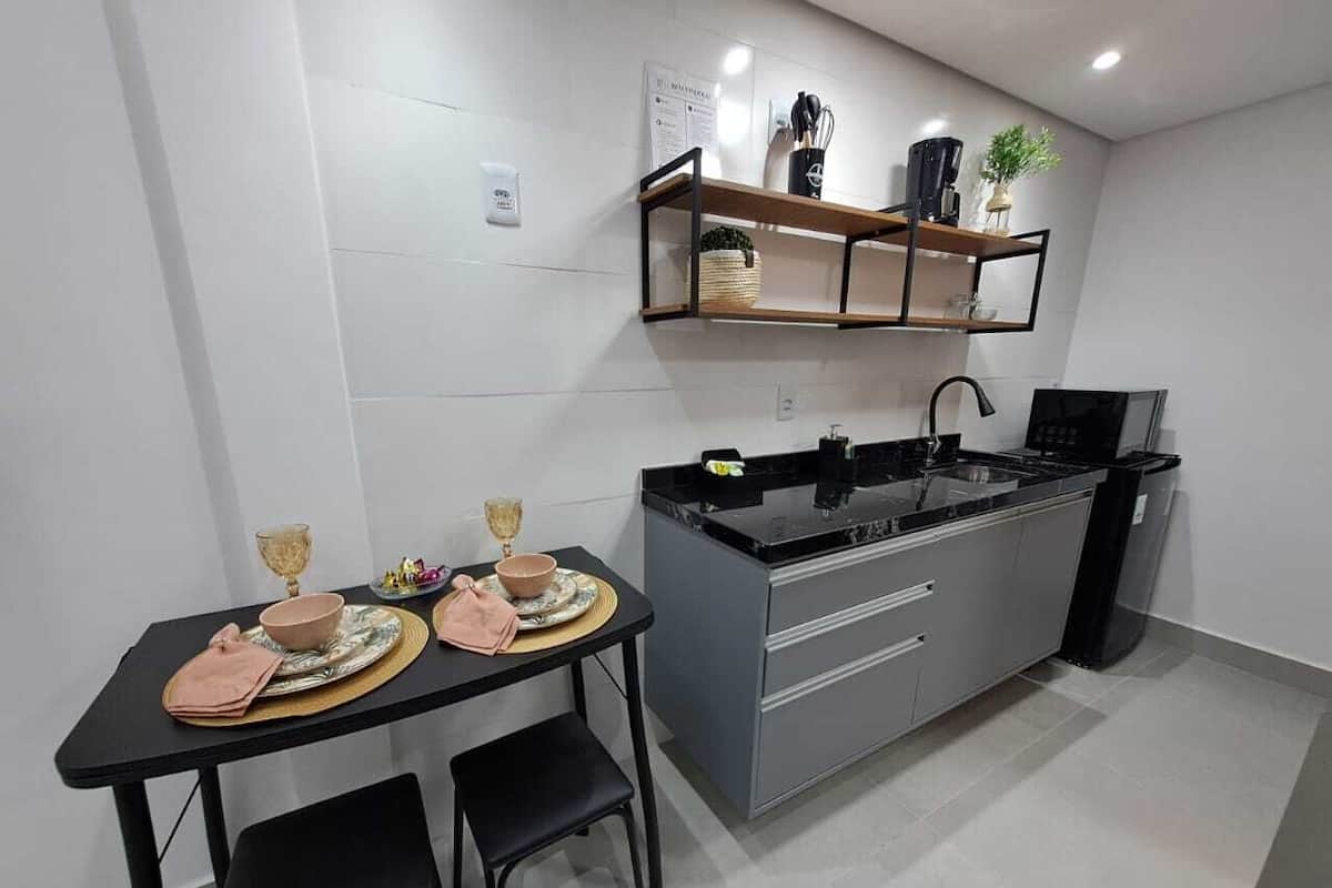 Deluxe Apartment, City View | Private kitchen | Cleaning supplies