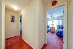 4 bedrooms, desk, iron/ironing board, travel cot