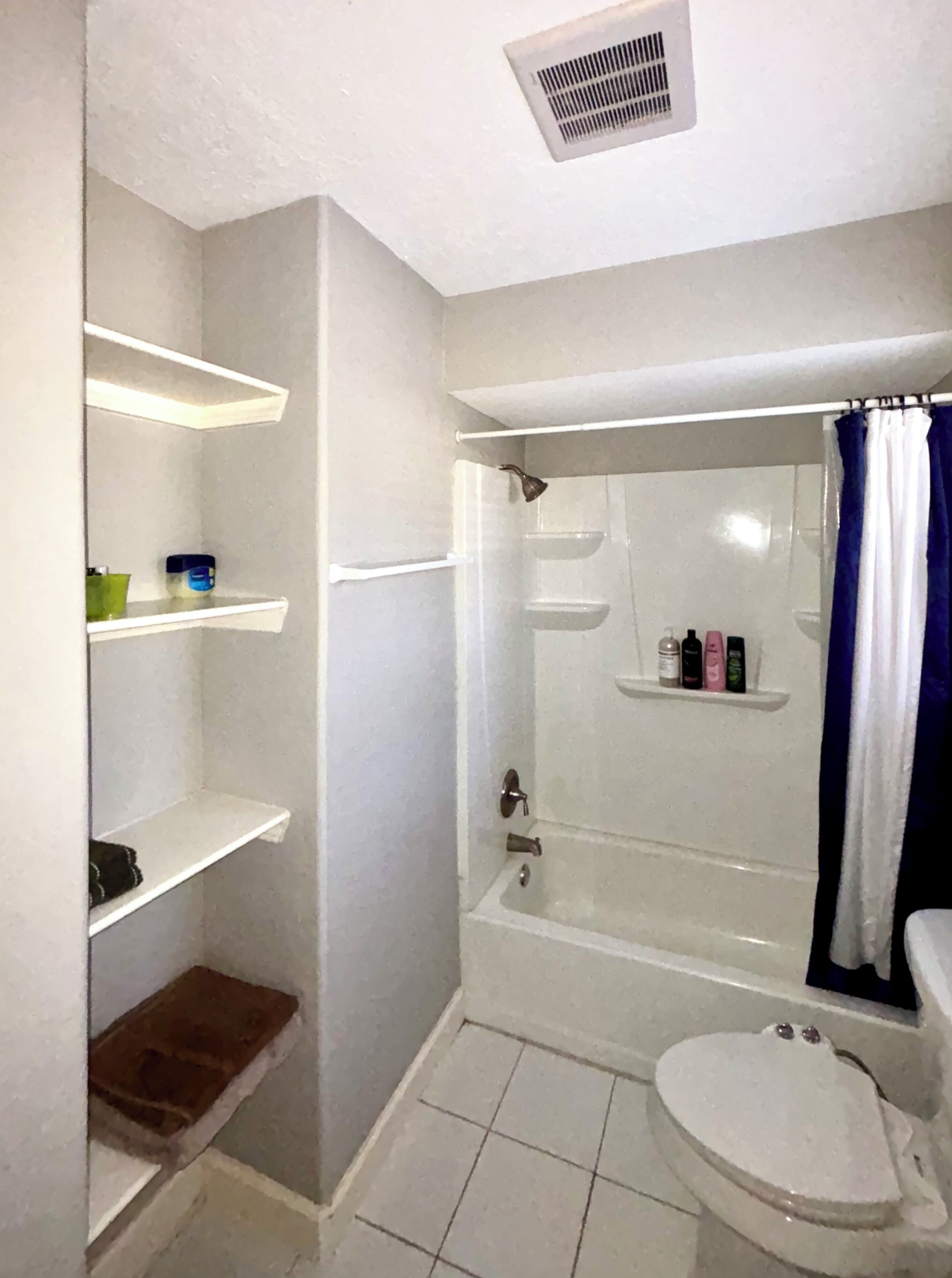 Hair dryer, bidet, towels, soap