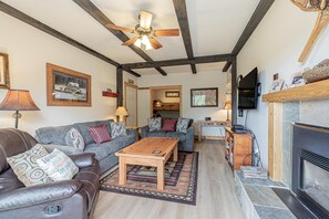 TV, fireplace