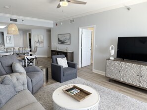 Smart TV, DVD player, table football, ping pong