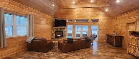 Smart TV, fireplace, video games, table football