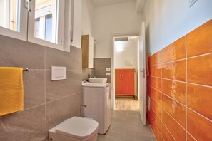 Regadera, secadora de cabello, bidet, toallas 