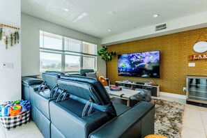 TV, fireplace, video games, offices