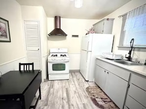 Fridge, microwave, coffee/tea maker